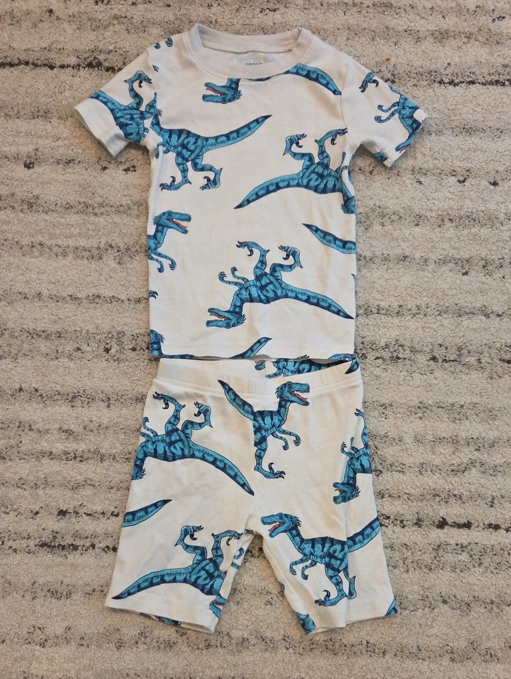 Carter's Blue & White Dinosaur Short-Sleeve Pajama Set